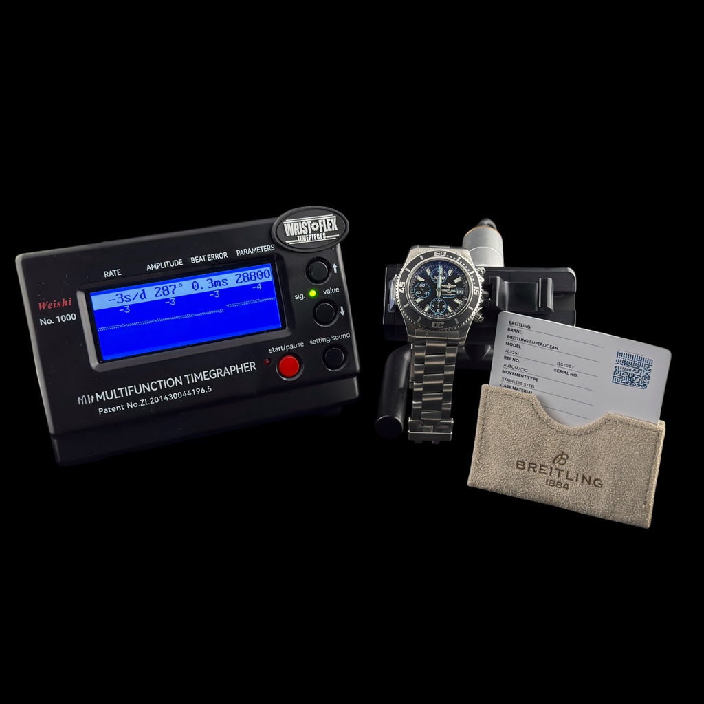 Breitling Superocean Chronograph A13341 Black/Blue Dial Steel Bracelet + Strap