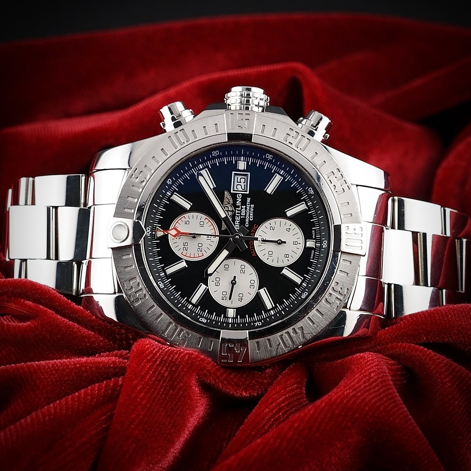 Breitling Super Avenger II 48mm A13371 Black Dial Chronograph Box & Digital Docs