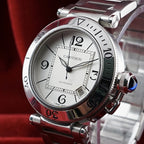 Cartier Pasha 40mm Automatic 2790 White Dial Steel Date Men’s Watch Box Bracelet