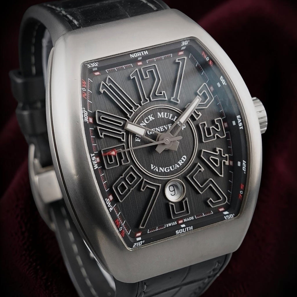 Franck Muller Vanguard V45 Titanium Black Dial Automatic Mens Watch Box Papers