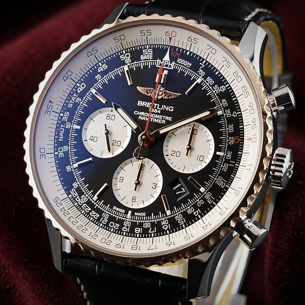 Breitling Navitimer B01 Chronograph 46mm UB0127 -Black/White 18k Rose Gold Bezel