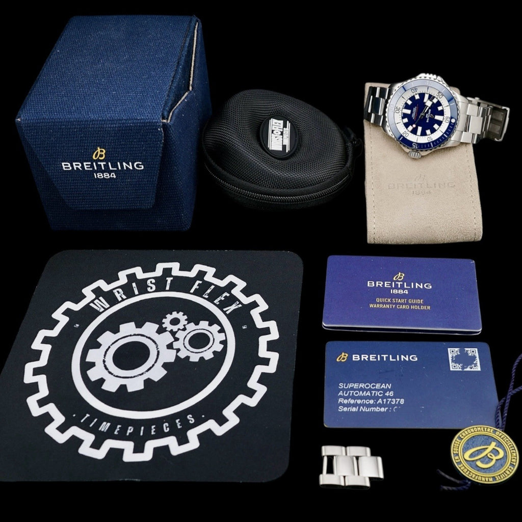 Breitling SuperOcean A17378 Blue Dial 46mm, Steel Bracelet, Warranty - Full Set