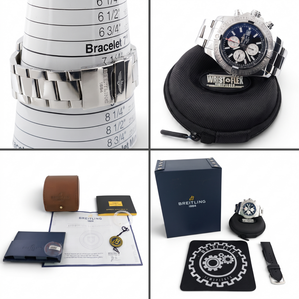 Breitling Super Avenger II 48mm A13371 Black Dial Chrono FULL SET - Extra Strap
