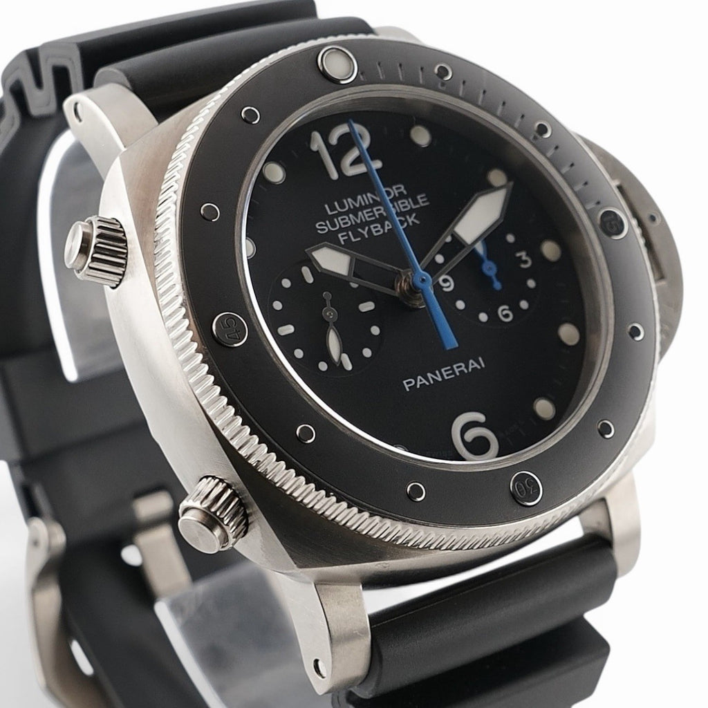 Panerai Luminor Submersible Flyback PAM00615 47mm Titanium Black Dial Box & Docs