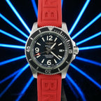 Breitling SuperOcean A17367 Automatic, 44mm, Black/Red Steel Braclet+Extra Strap