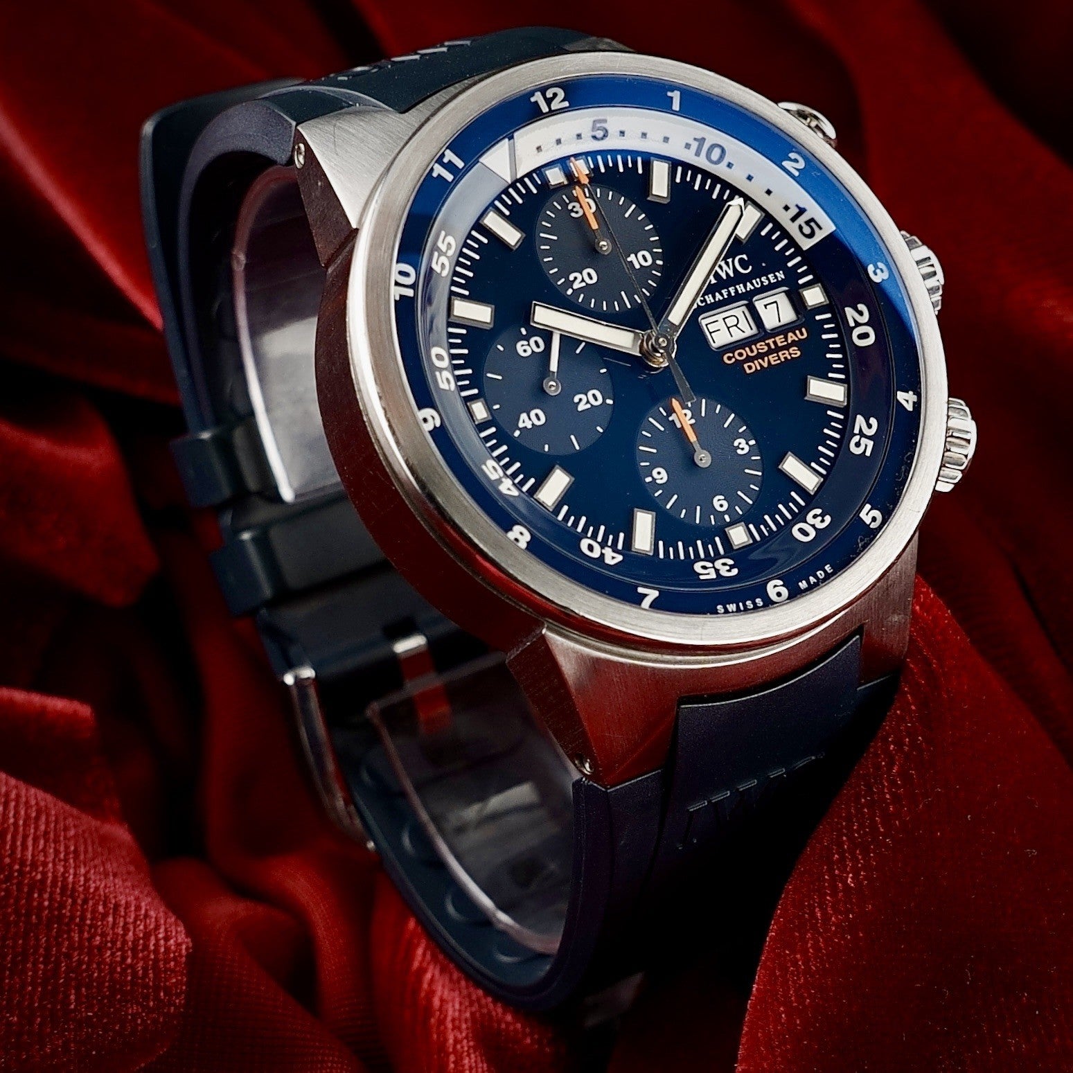 IWC Aquatimer Chronograph - 44mm Cousteau IW378201 - Blue Dial - Wood Inlay