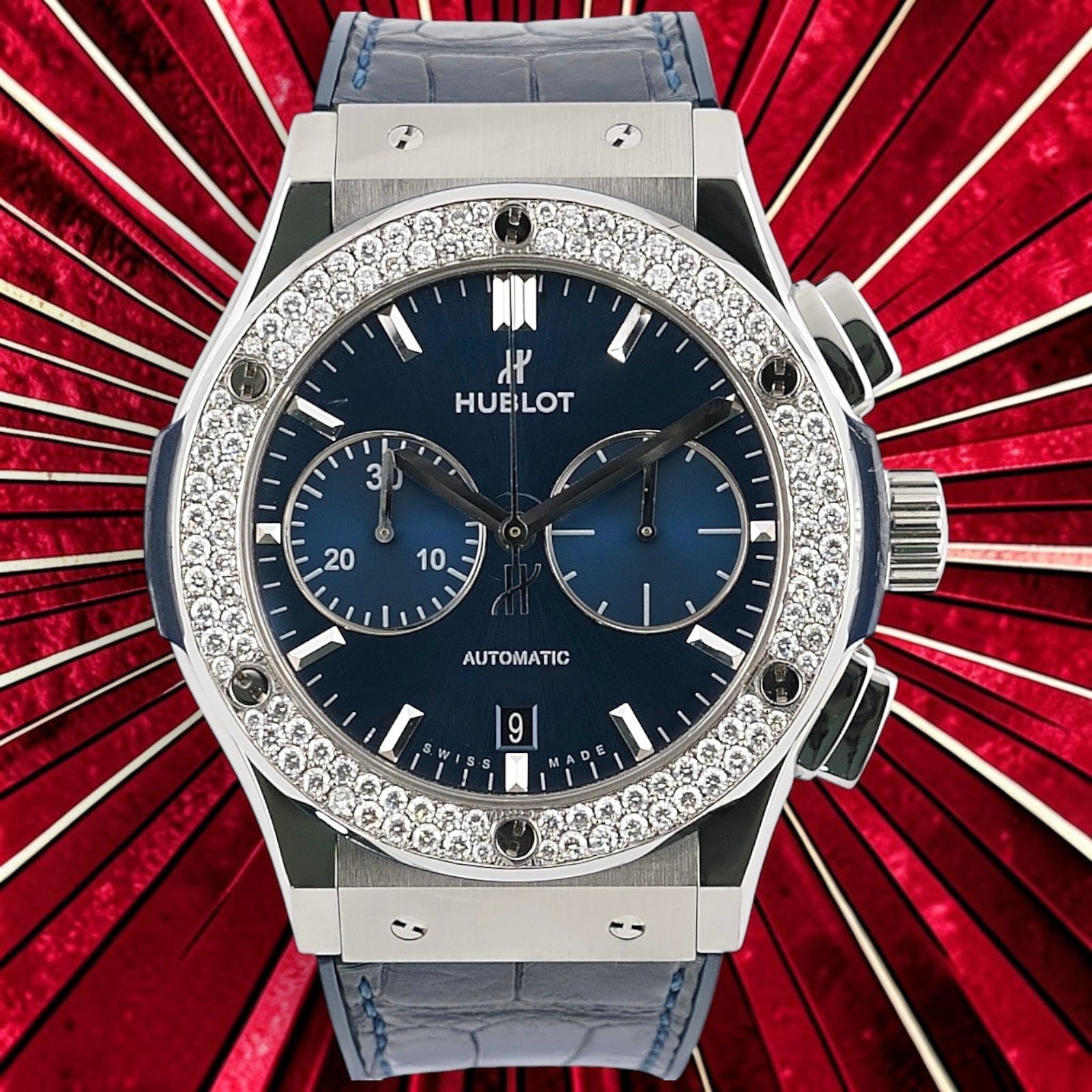 Hublot Classic Fusion Chronograph 521.NX.7170.LR Titanium -Custom Diamond Bezel