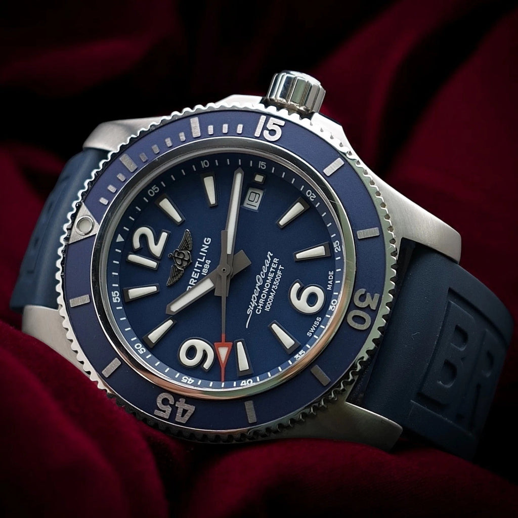 Breitling Superocean A17367 Blue Dial 44mm, Bracelet & OEM Extra Strap, Box Docs