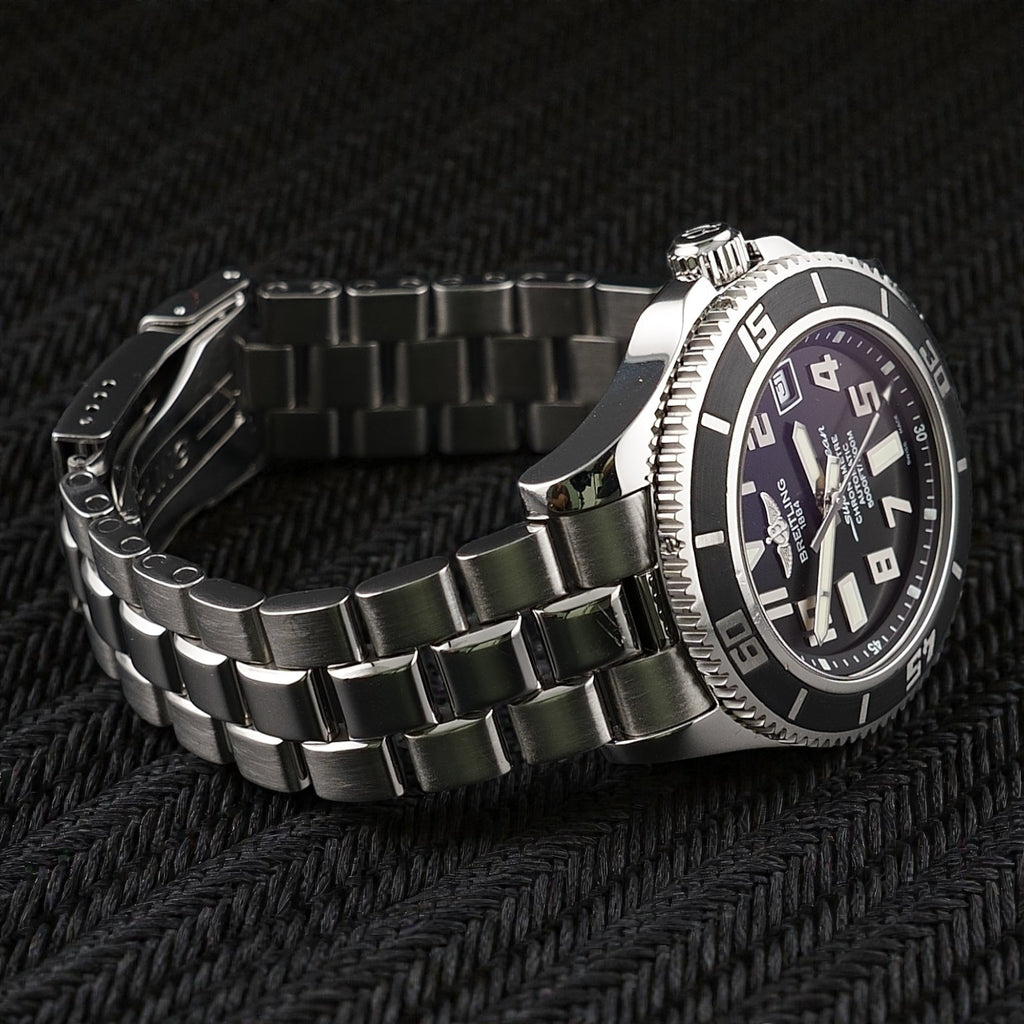 Breitling Superocean 42mm - Black Dial -Steel Bracelet & Extra Strap,  A17364