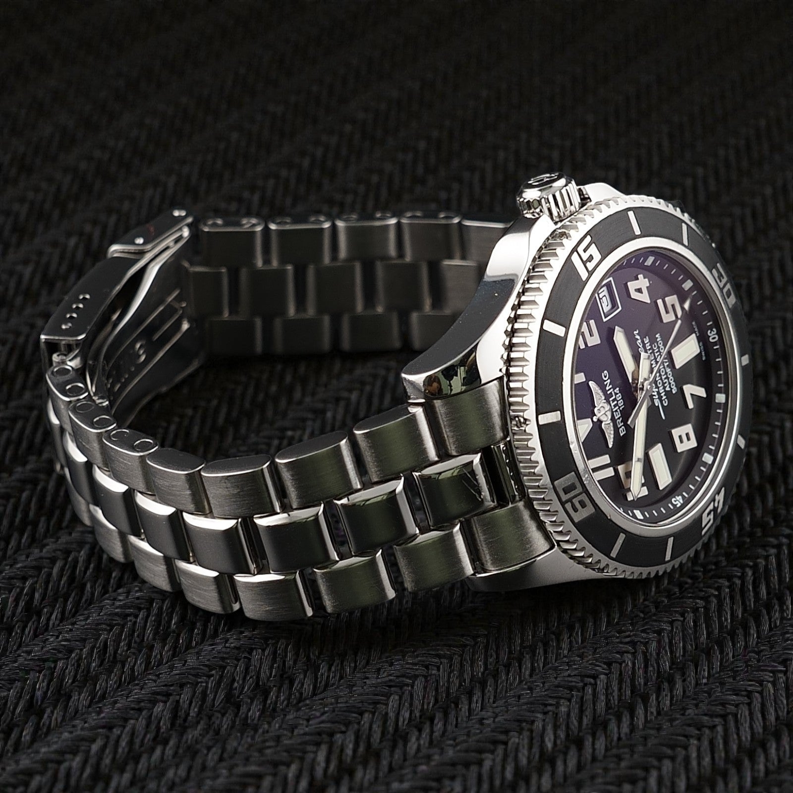 Breitling Superocean 42mm - Black Dial -Steel Bracelet & Extra Strap,  A17364