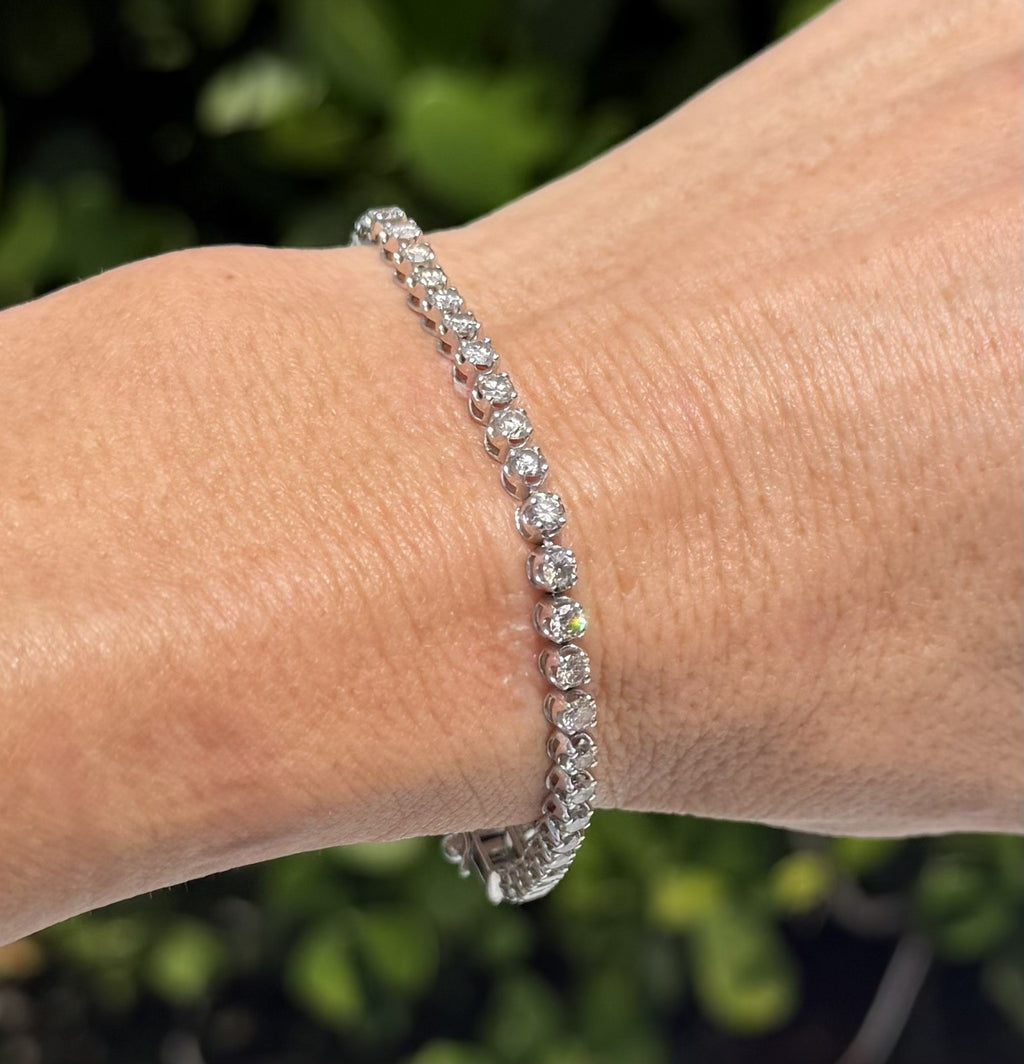 Authentic Natural Diamond 5.00Ct Women's Tennis Bracelet  Solid 14k White Gold
