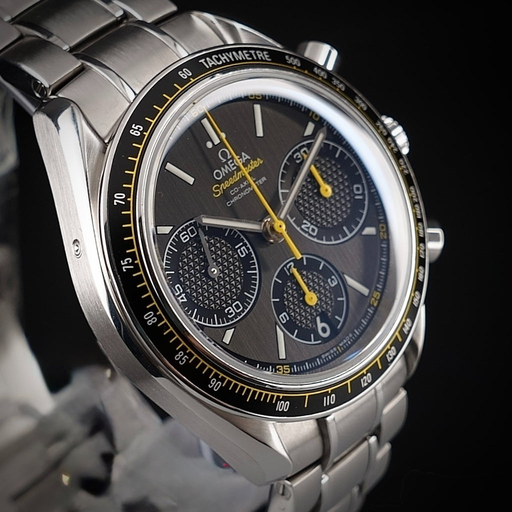 OMEGA Speedmaster Racing 326.30.40.50.06.001 - 40mm Gray Yellow Chrono, Full Set