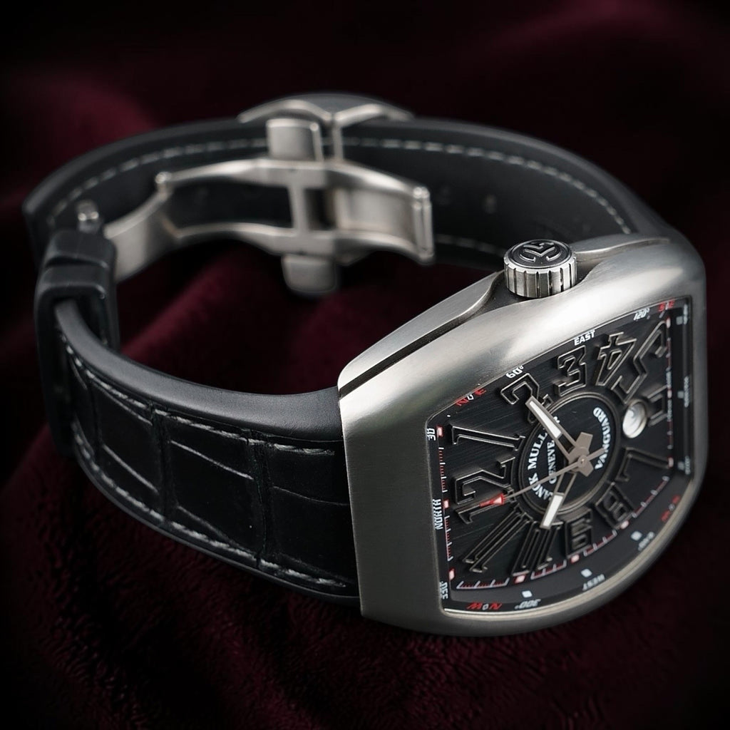 Franck Muller Vanguard V45 Titanium Black Dial Automatic Mens Watch Box Papers