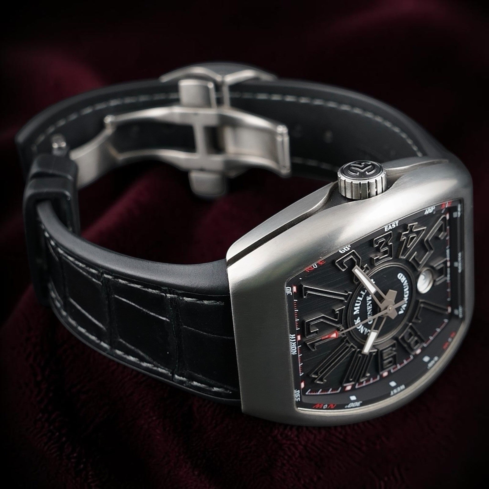 Franck Muller Vanguard V45 Titanium Black Dial Automatic Mens Watch Box Papers