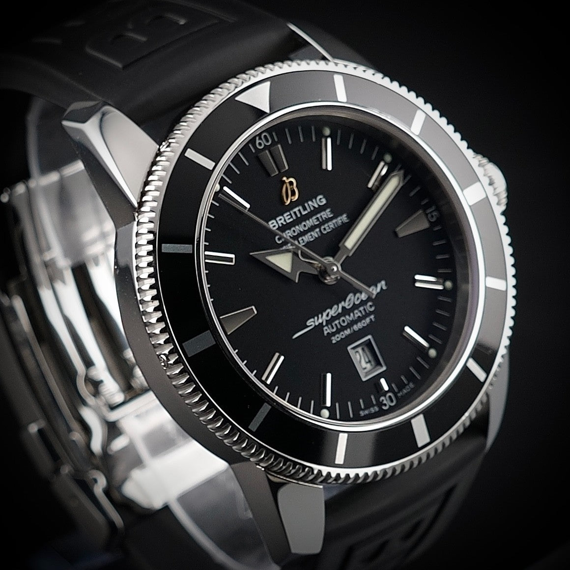 Breitling Superocean Heritage 46mm A17320 - Black Dial - Box Rubber Strap