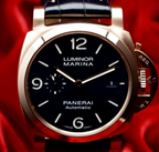 Panerai Luminor Marina Rose Gold Blue Dial Mens Watch PAM01112 Box Card 2 Straps