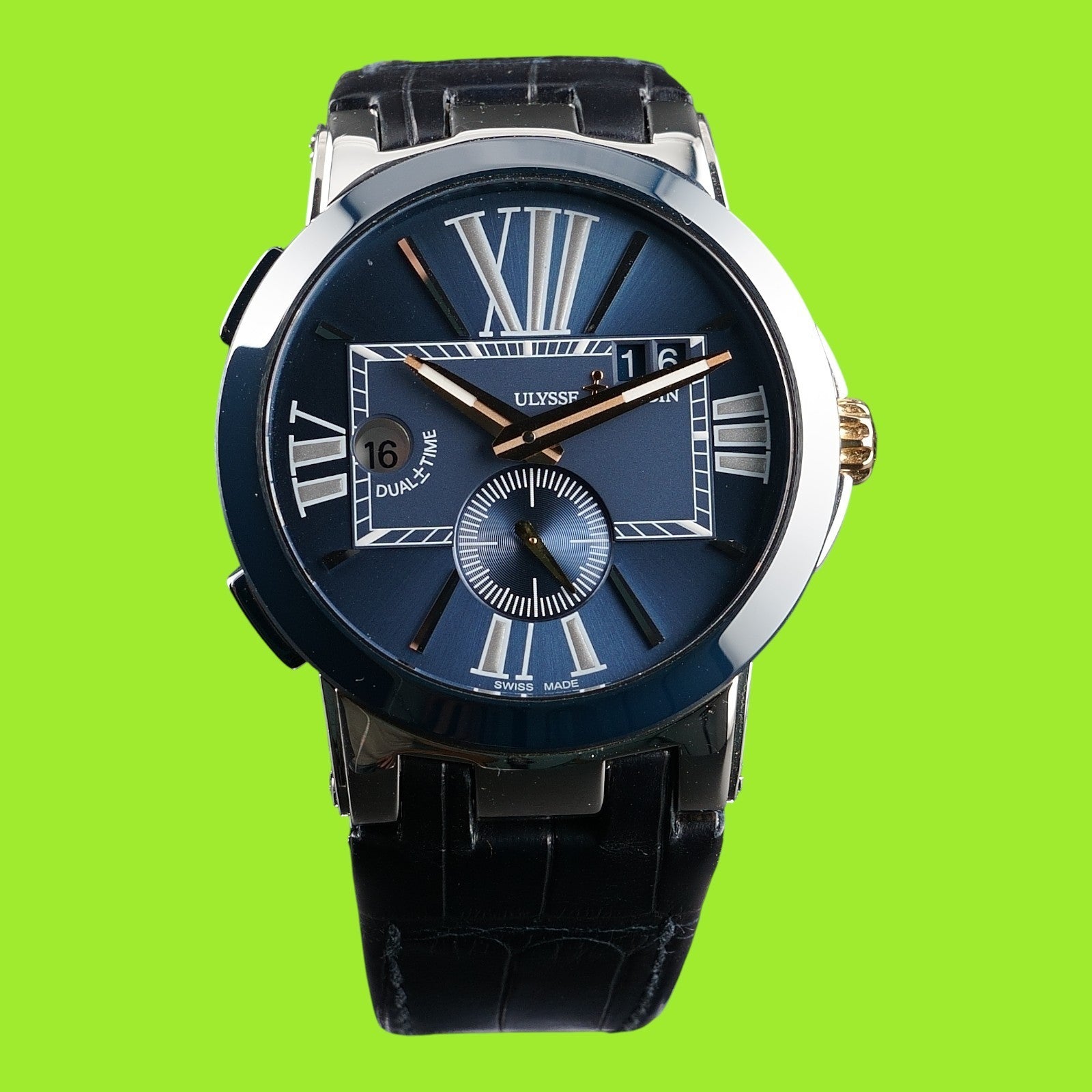 Ulysse Nardin 243-00/42 Executive Dual Time Stainless Steel / Blue Ceramic Bezel