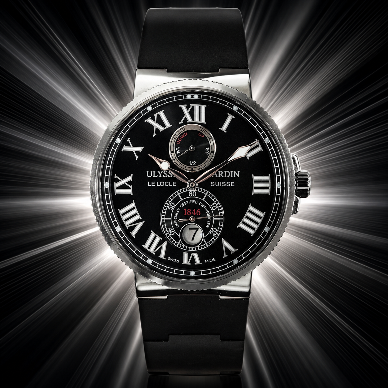 Ulysse Nardin Marine Maxi Chronometer Stainless Steel Black Dial 43mm 263-67