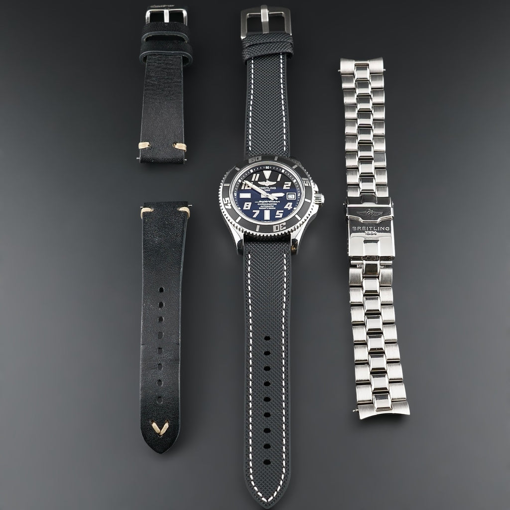 Breitling Superocean 42mm - Black Dial -Steel Bracelet & Extra Strap,  A17364