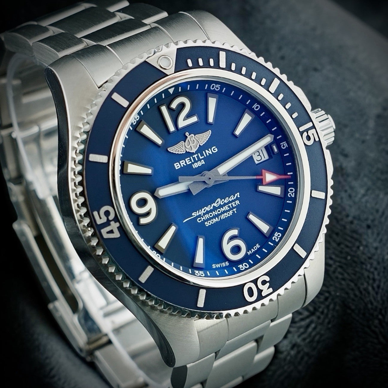Breitling Superocean A17366 - Blue Dial, 42mm, Box, Digtal Docs, Steel Bracelet