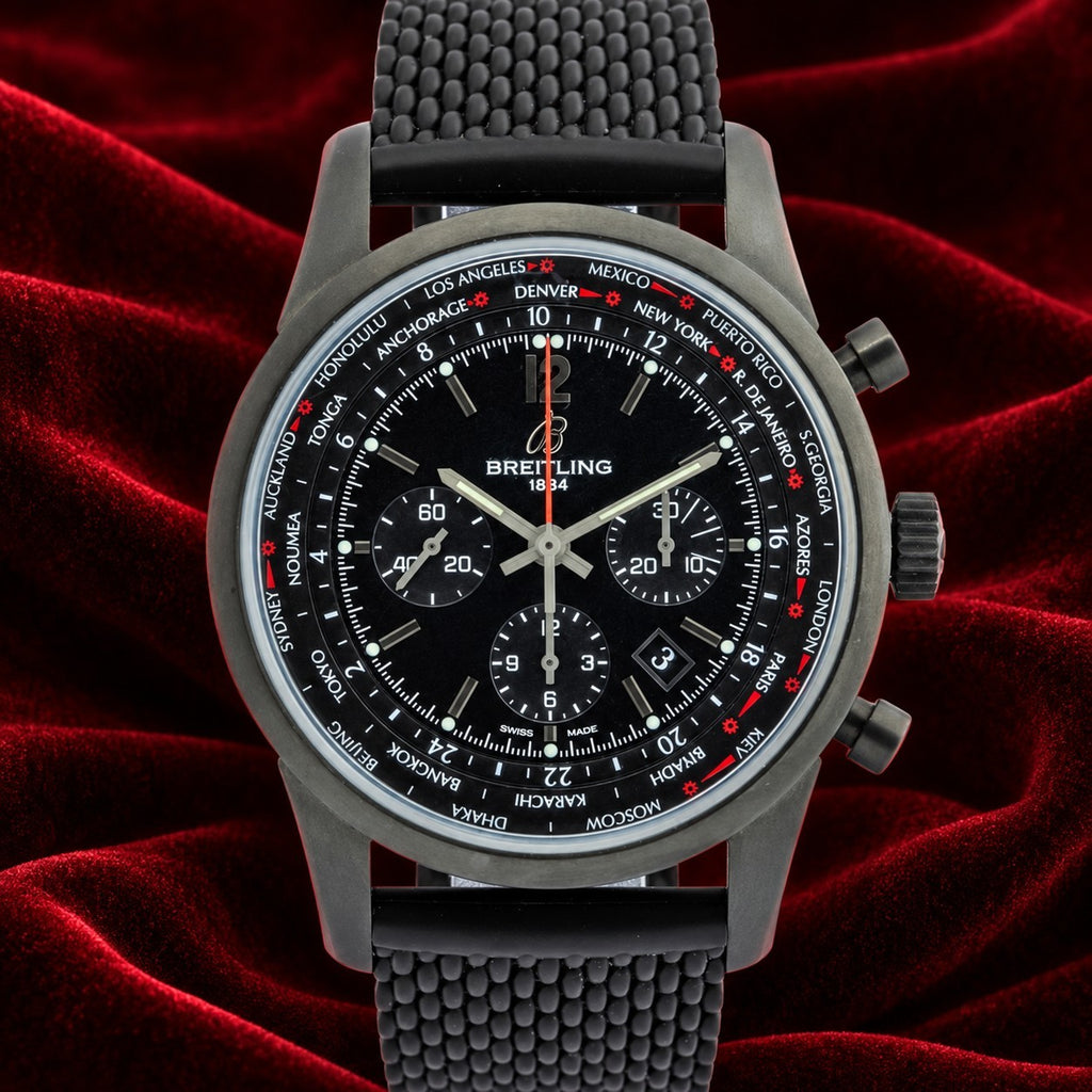 Breitling Transocean Unitime Pilot Blacksteel 46mm World Time - LIMITED to 1000