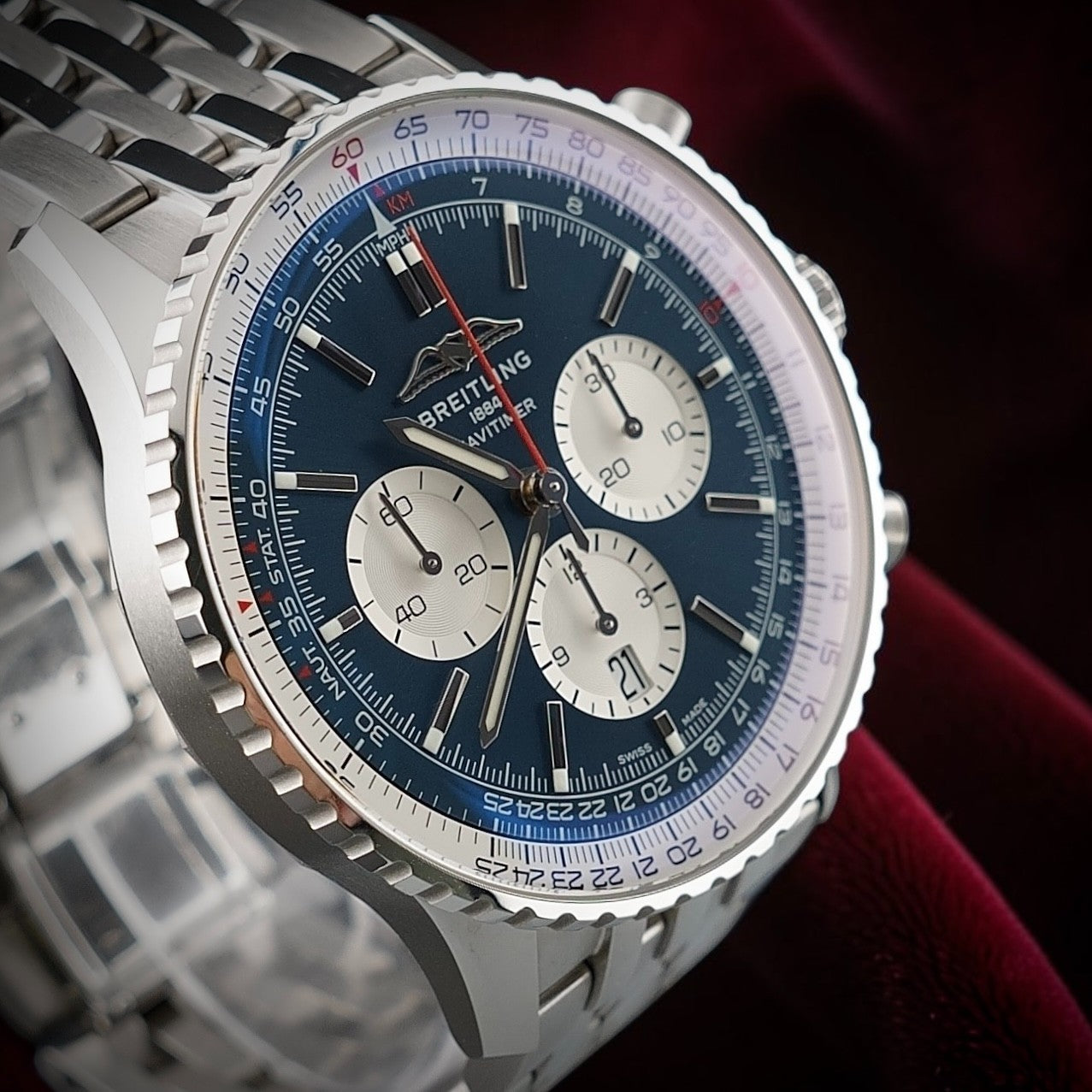 Breitling Navitimer B01 Chronograph AB0137 Blue 46m Bracelet FULL SET & WARRANTY