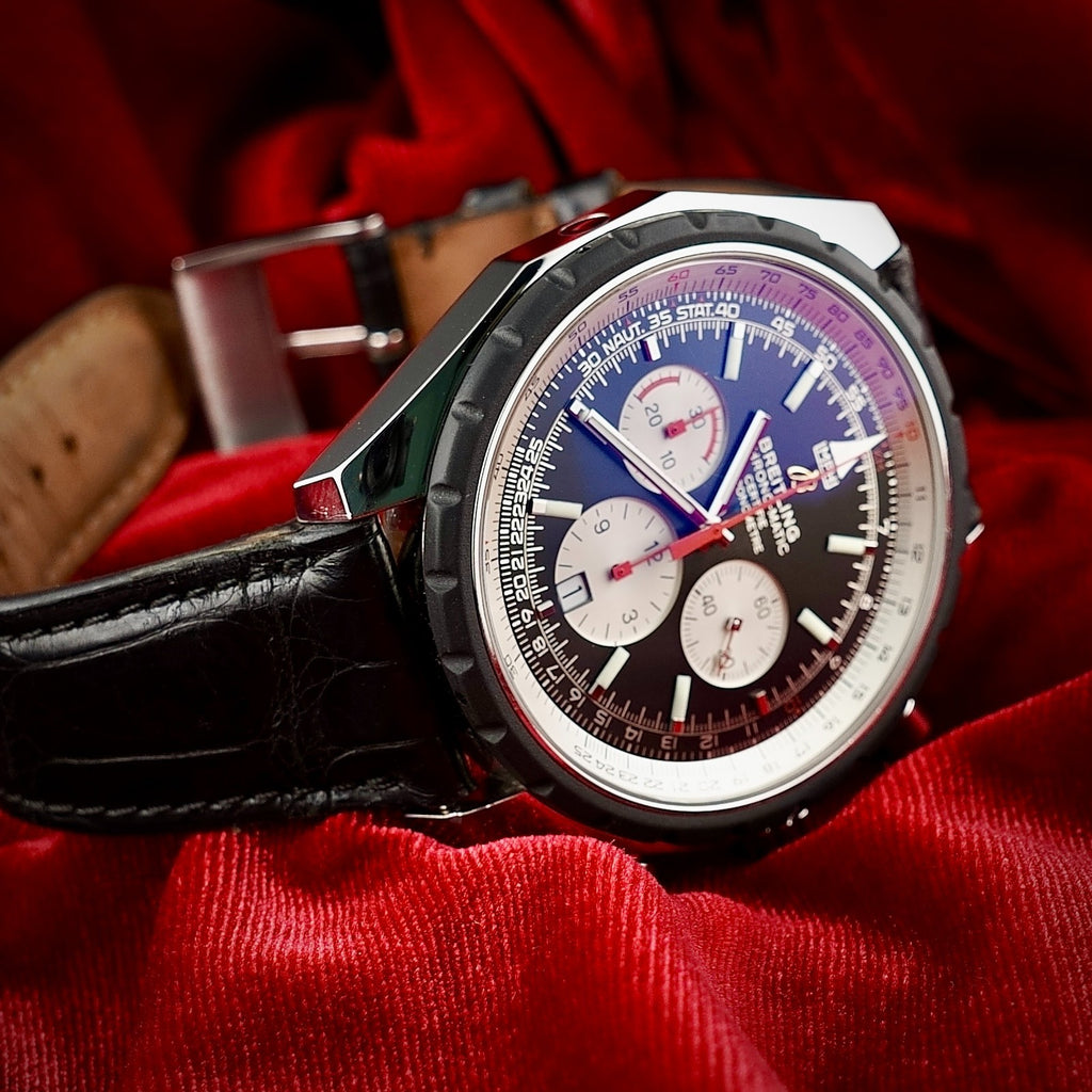 Breitling Chrono-Matic 49 Auto Chronograph Black/White Dial -FULL SET-  2 Straps