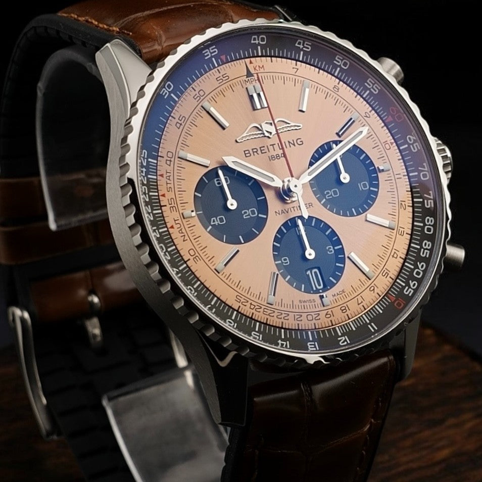 Breitling Navitimer B01 AB0138 43mm Copper/Black Dial, 3 Straps OEM 1YR Warranty