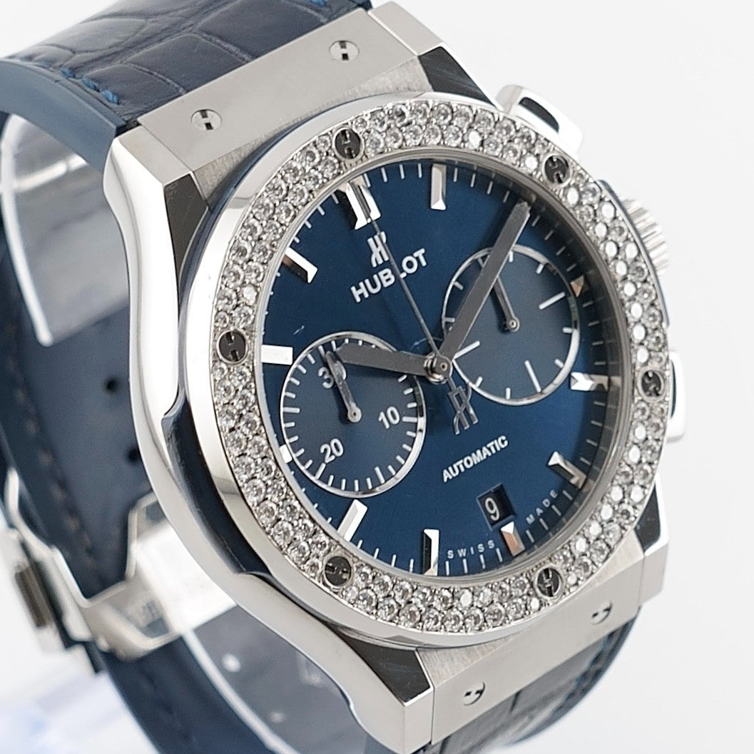 Hublot Classic Fusion Chronograph 521.NX.7170.LR Titanium -Custom Diamond Bezel
