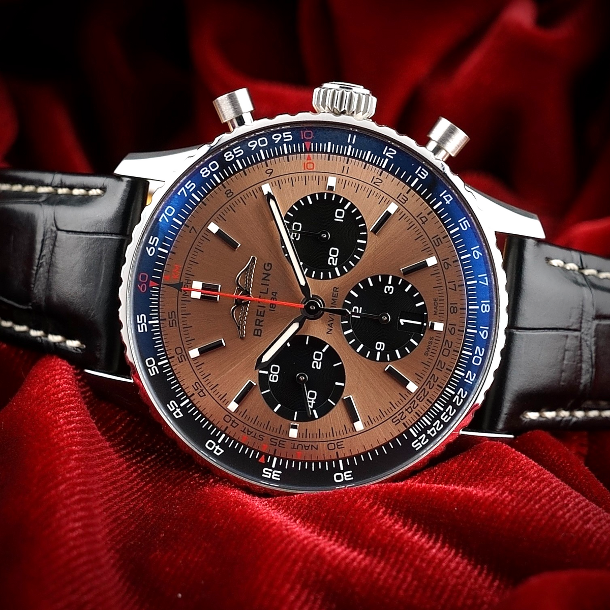 Breitling Navitimer B01 AB0138 43mm Copper/Black Dial, 3 Straps OEM 1YR Warranty