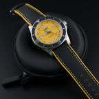 Breitling Superocean A17367 44mm Yellow Dial Steel Bracelet Box & Card & Manual