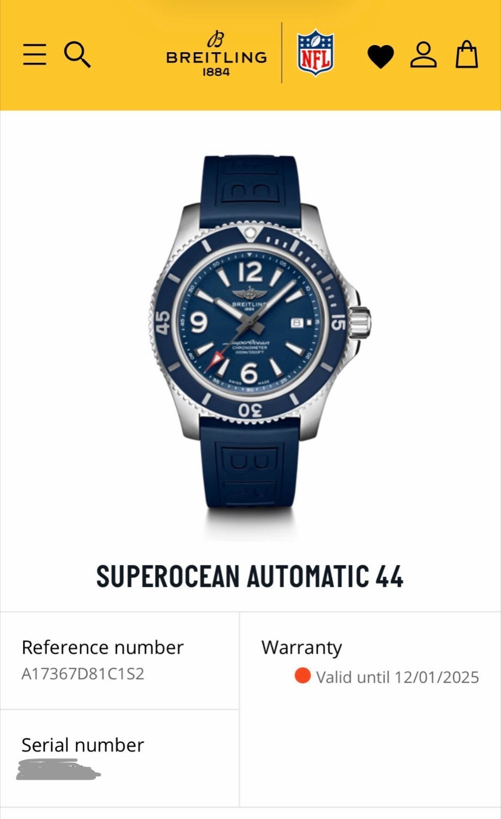 Breitling Superocean A17367 Blue Dial 44mm, Bracelet & OEM Extra Strap, Box Docs