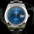 Rolex Datejust 41  126300 Blue Roman Dial Smooth Bezel Oystersteel Box Card 2021