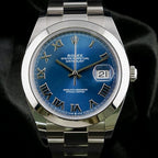 Rolex Datejust 41  126300 Blue Roman Dial Smooth Bezel Oystersteel Box Card 2021