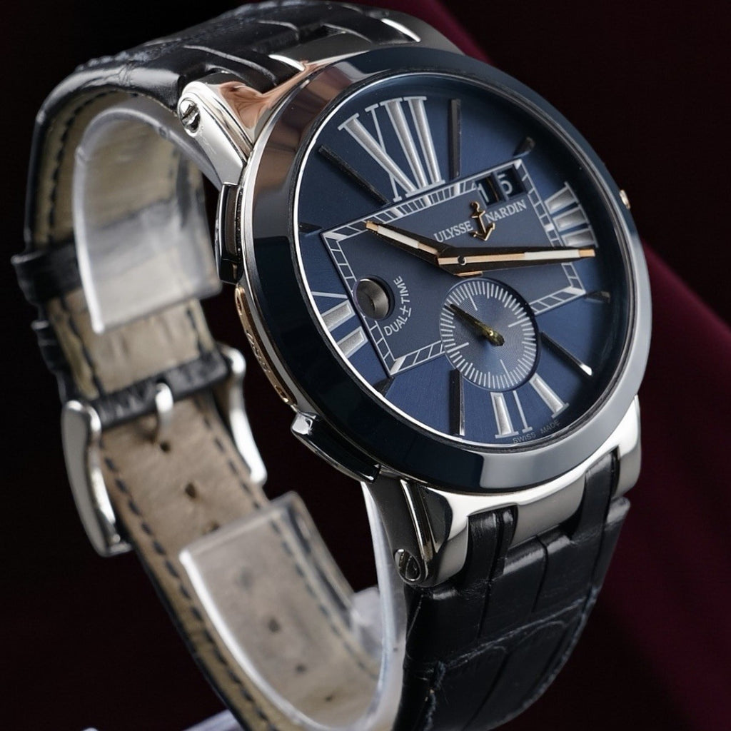 Ulysse Nardin 243-00/42 Executive Dual Time Stainless Steel / Blue Ceramic Bezel