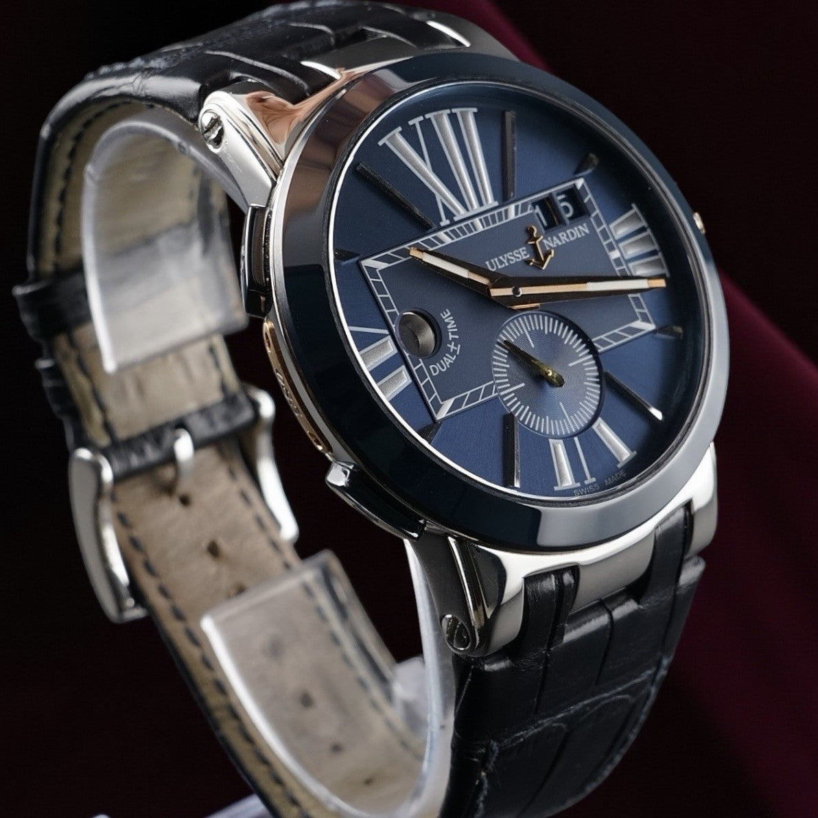 Ulysse Nardin 243-00/42 Executive Dual Time Stainless Steel / Blue Ceramic Bezel
