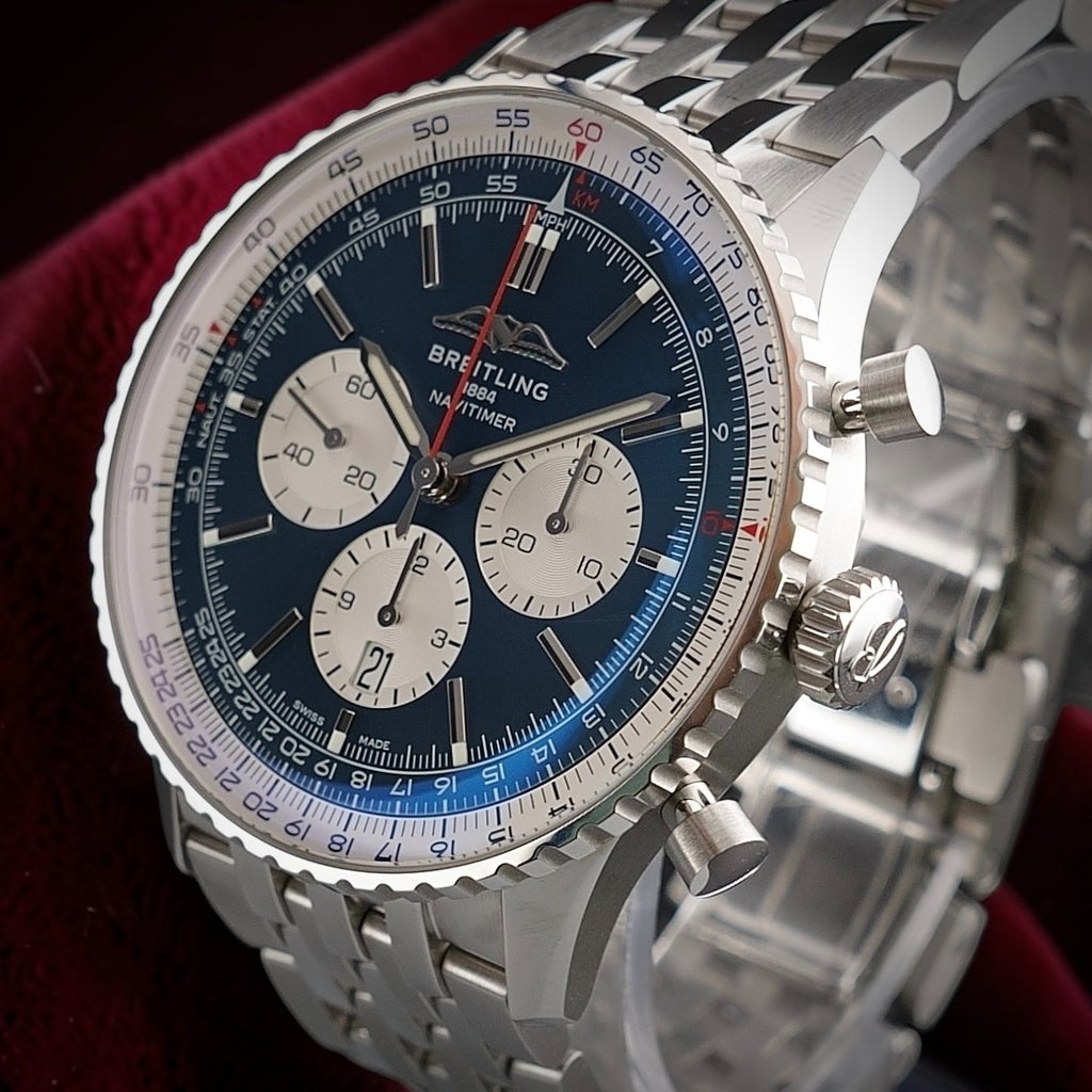 Breitling Navitimer B01 Chronograph AB0137 Blue 46m Bracelet FULL SET & WARRANTY