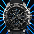 Breitling Superocean Chronograph A13341 Black/Blue Dial Steel Bracelet + Strap