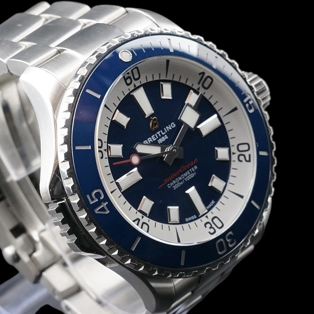 Breitling SuperOcean A17378 Blue Dial 46mm, Steel Bracelet, Warranty - Full Set