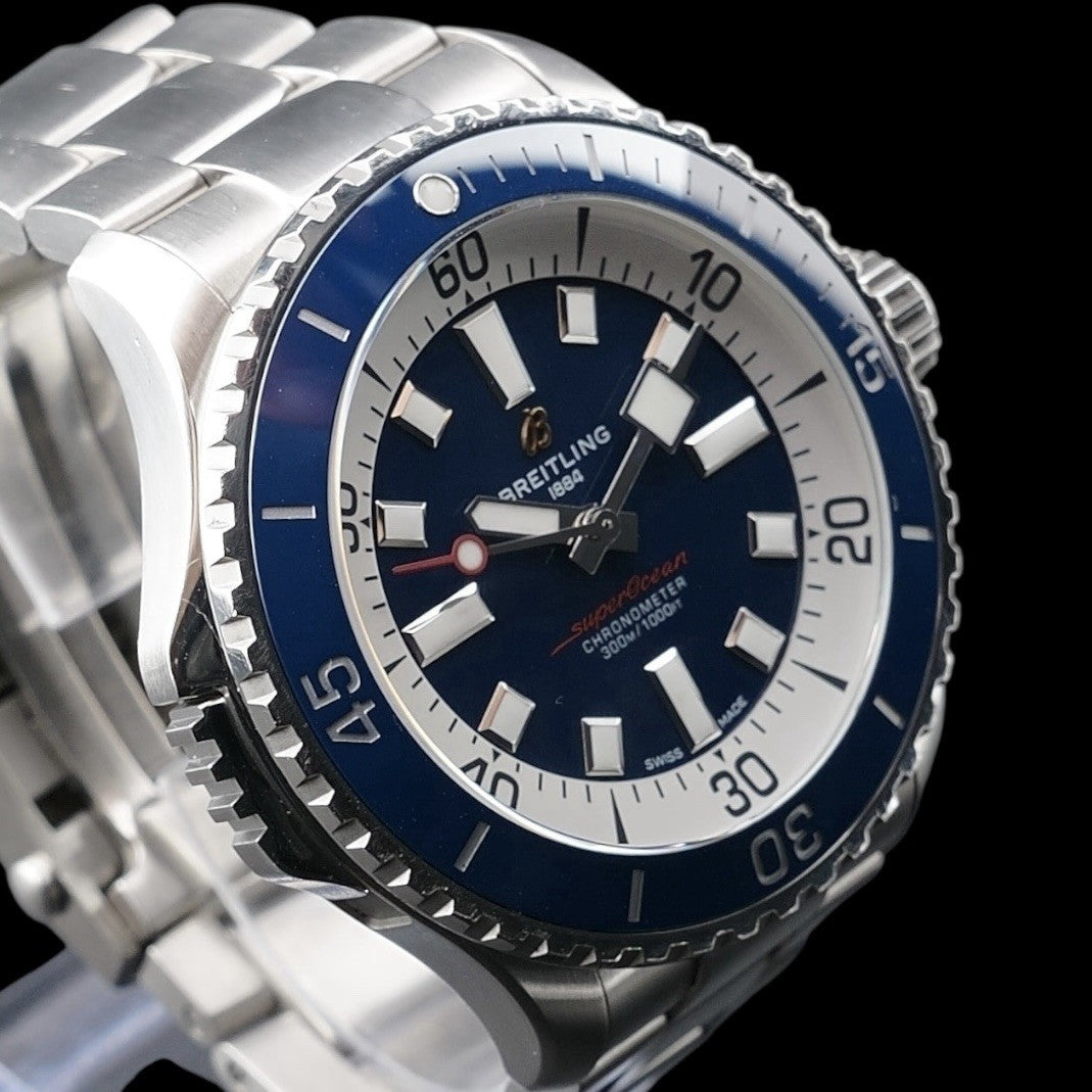 Breitling SuperOcean A17378 Blue Dial 46mm, Steel Bracelet, Warranty - Full Set