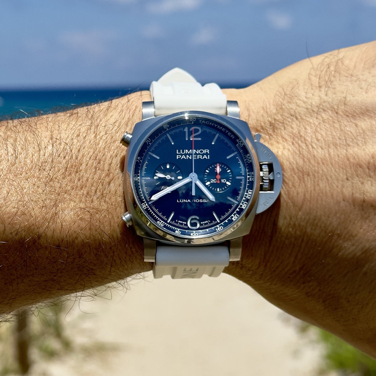 Panerai Luminor Luna Rossa Chrono Blue Dial Steel PAM01303 Full Set Limited Ed.