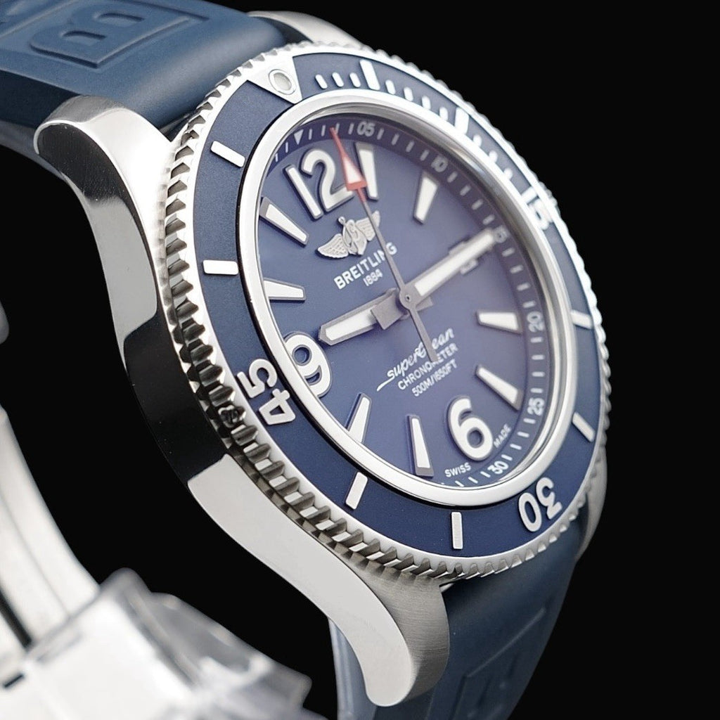 Breitling Superocean A17366 Diver Blue Dial 42mm Rubber Strap-Box & Digital Docs