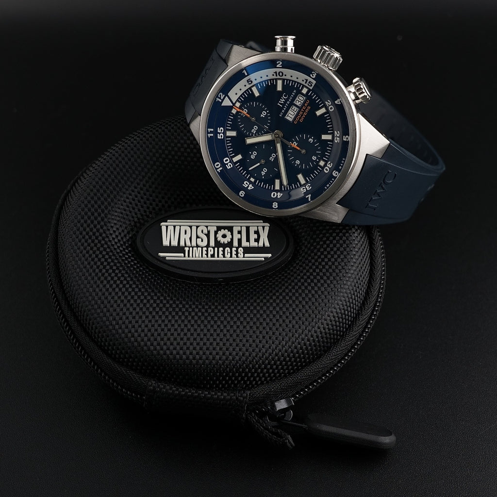 IWC Aquatimer Chronograph - 44mm Cousteau IW378201 - Blue Dial - Wood Inlay