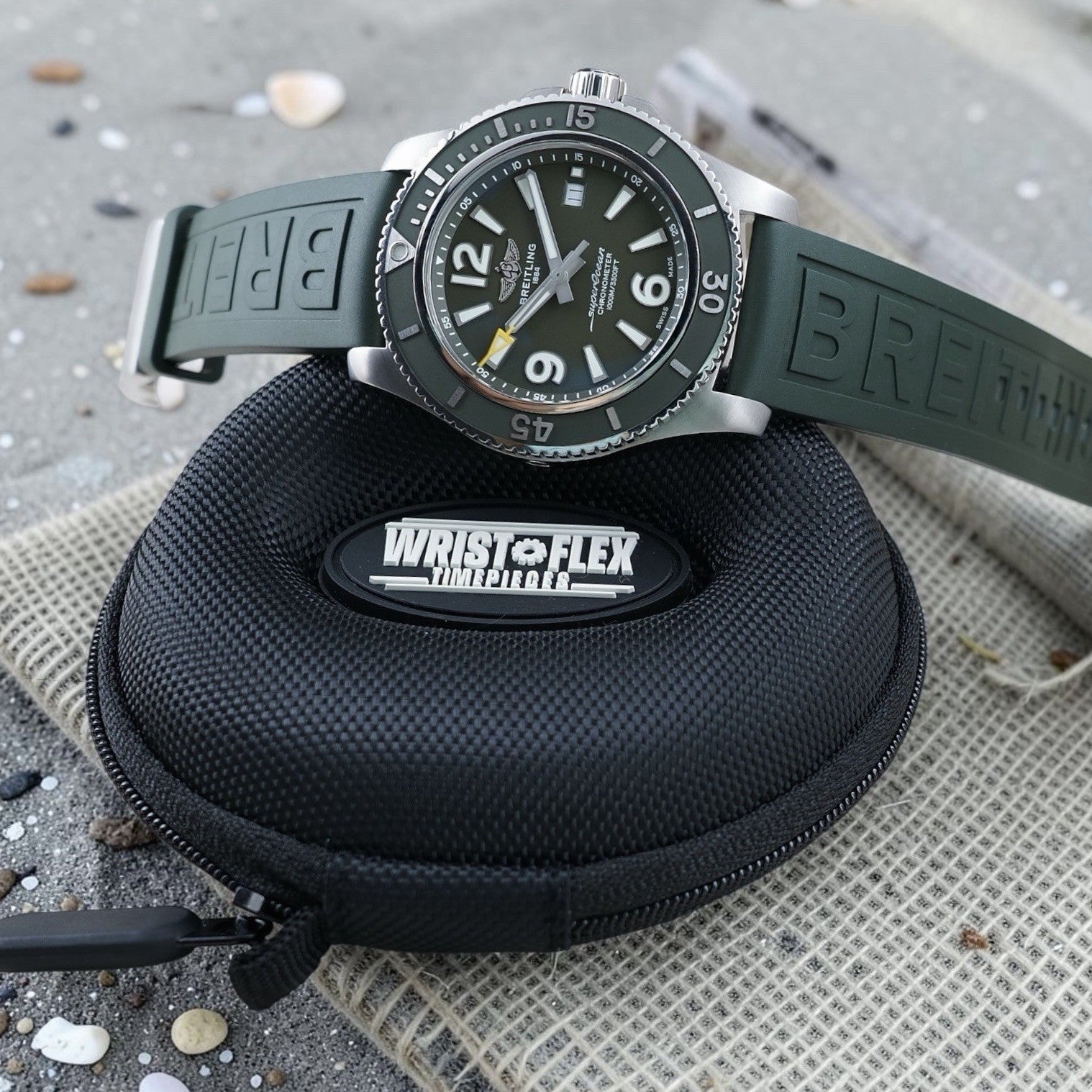 Breitling Superocean A17367 Automatic 44mm Outerknown Green Dial NATO Box & Docs