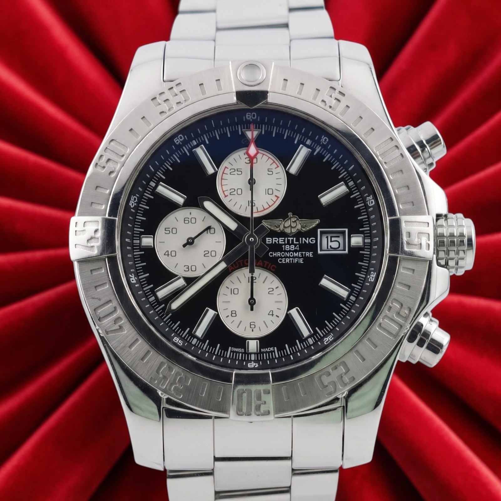 Breitling Super Avenger II 48mm A13371 Black Dial Chrono FULL SET - Extra Strap