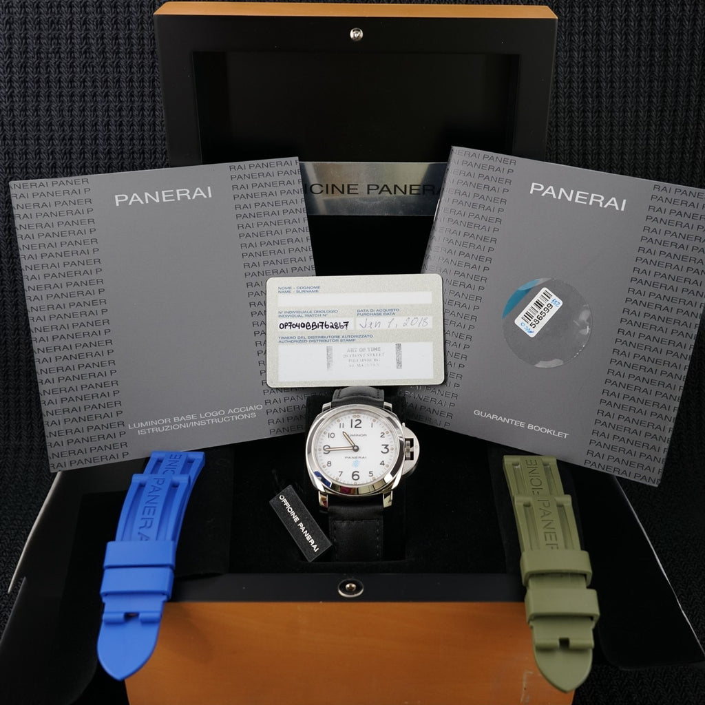 Panerai Luminor Base PAM00630 White 44mm —Warranty Card, Box, 3 Straps -FULL SET