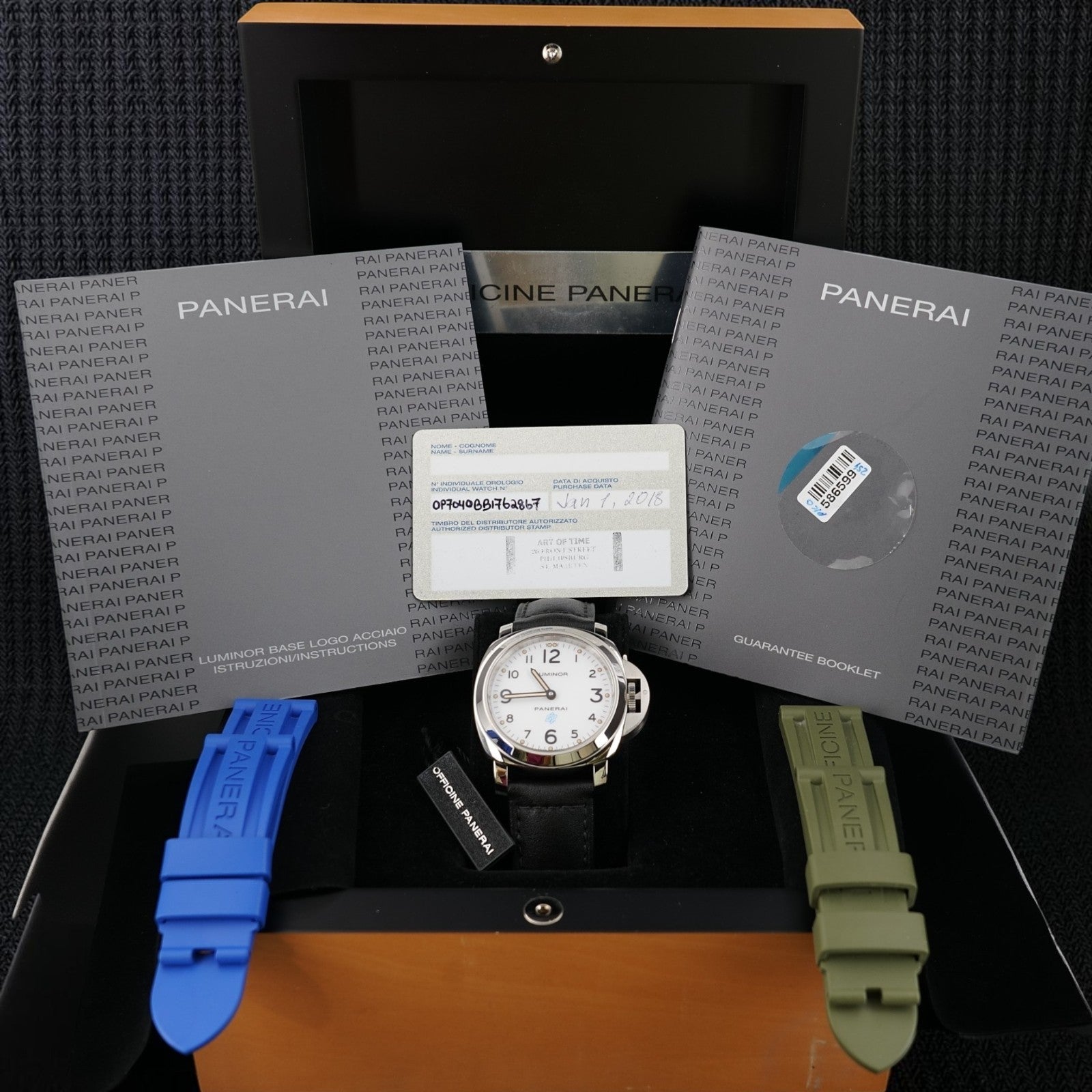 Panerai Luminor Base PAM00630 White 44mm —Warranty Card, Box, 3 Straps -FULL SET