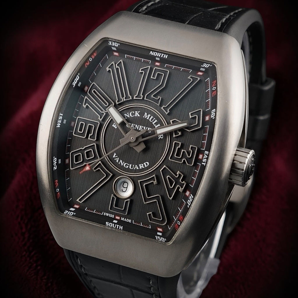 Franck Muller Vanguard V45 Titanium Black Dial Automatic Mens Watch Box Papers