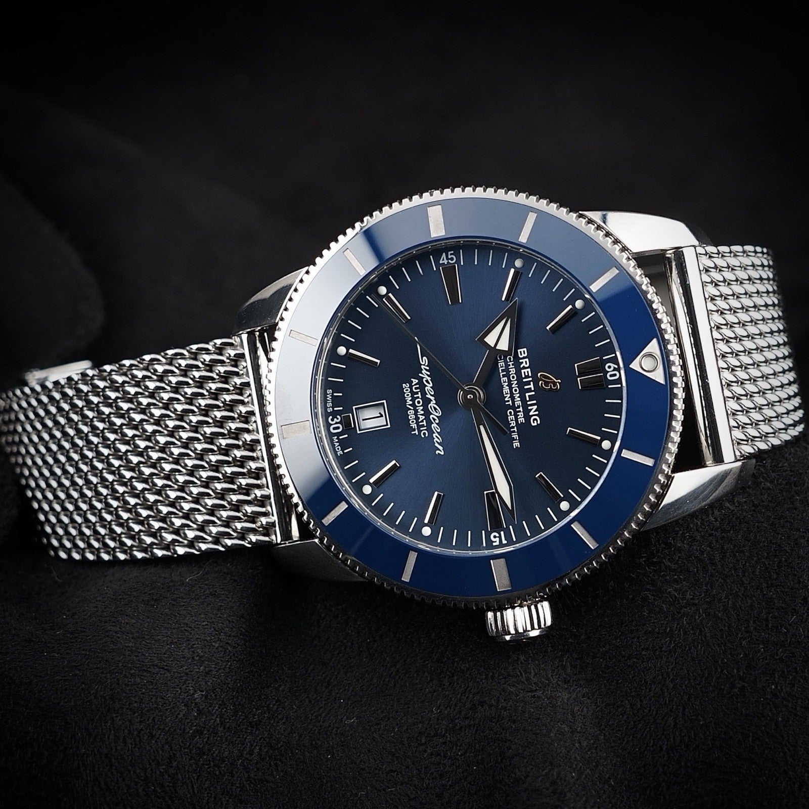 Breitling Superocean AB2020 BLUE 46mm Steel Bracelet, WARRANTY & Box & Docs