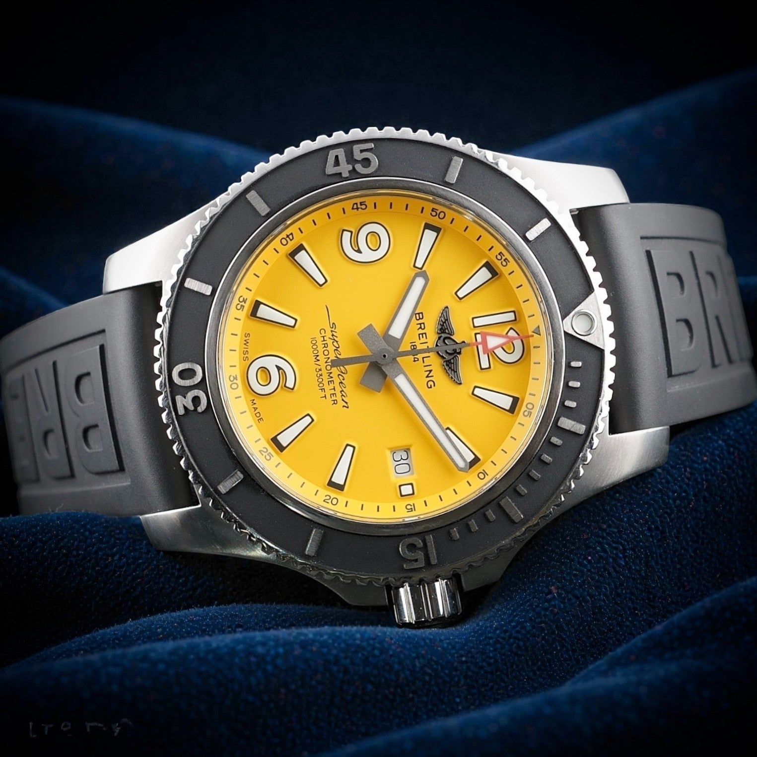 Breitling Superocean A17367 - 44mm, Yellow Dial, Box & Card, 2 Straps WFT Extras